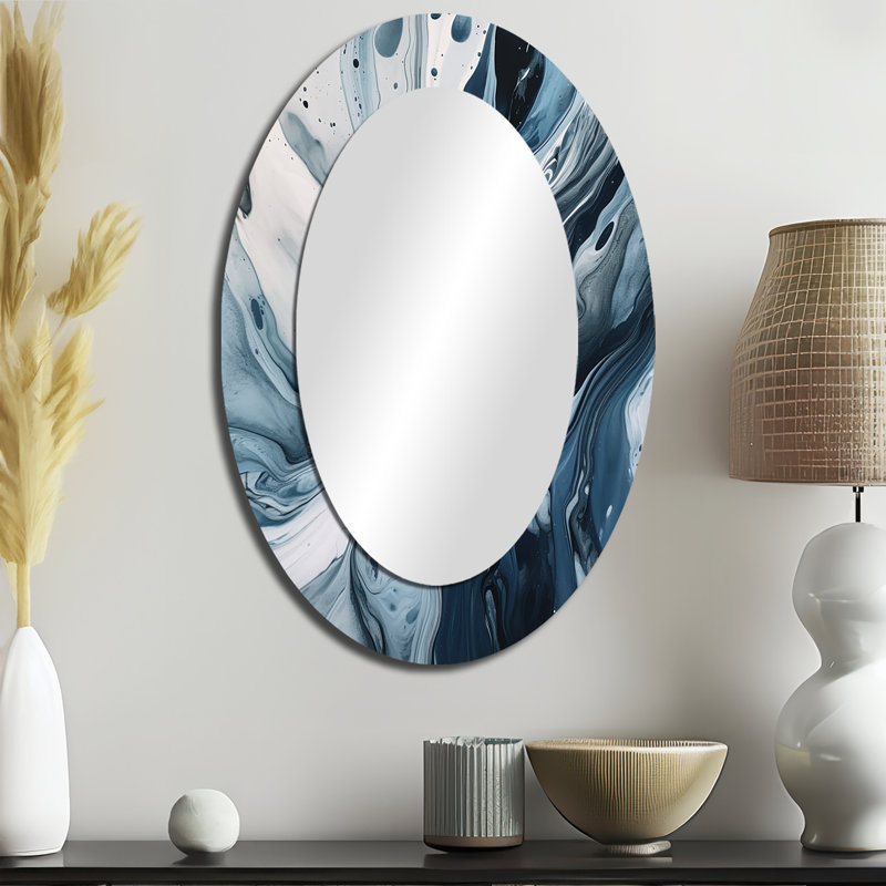 Miroir mural moderne bleu et gris Elixir III, 36 po x 24 po