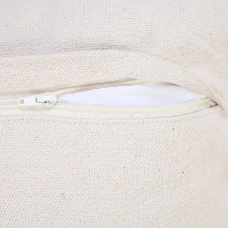 Oreiller à fermeture à glissière 20 po x 20 po beige et blanc