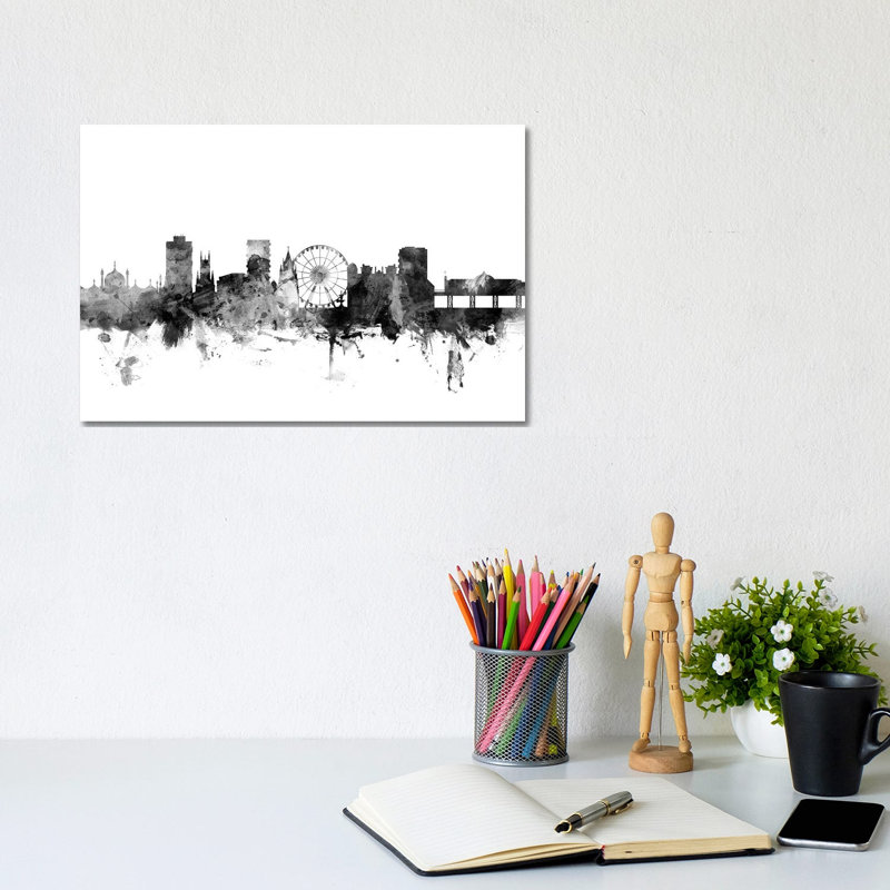 Brighton, England In Black & White by Michael Tompsett - Wrapped Canvas Gallery-Wrapped Canvas Giclée