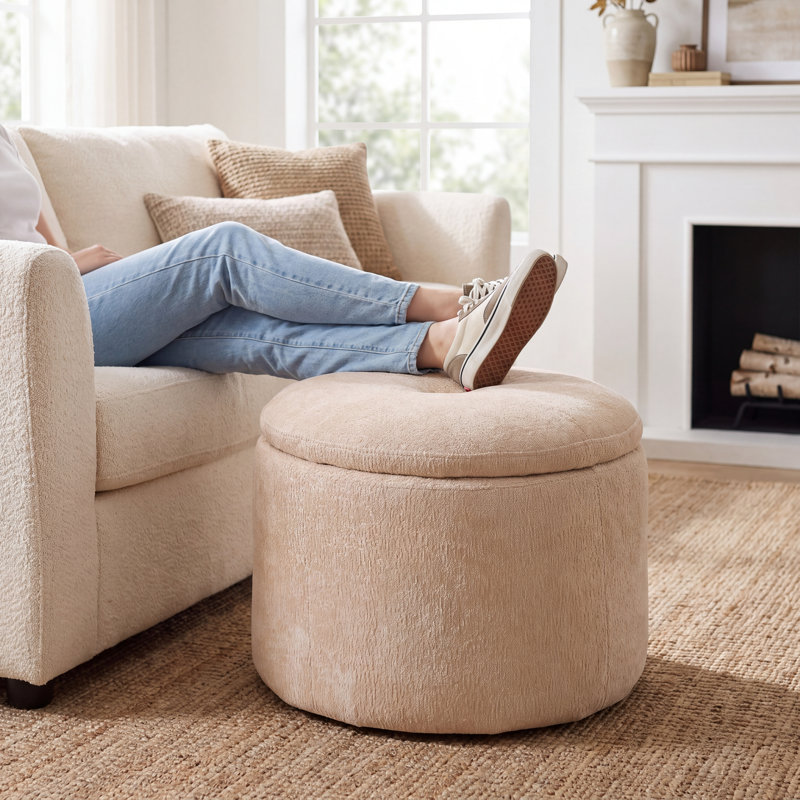 Repose-pieds moderne avec rangement, beige, Beige