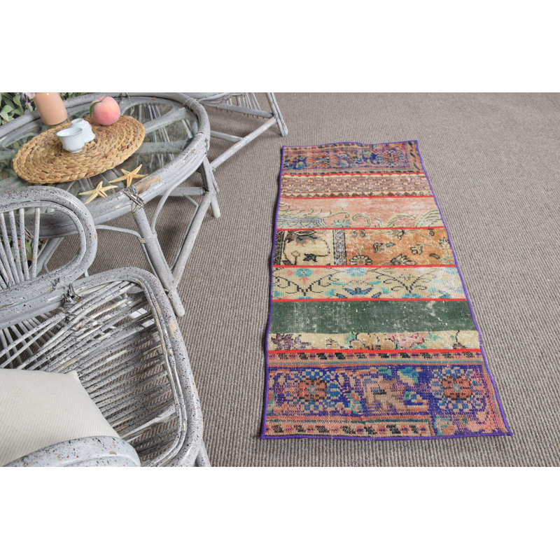 Vintage Turkish Oushak Style Patchwork Rug with Wool Ideal for Boho Decor in Vibrant Colors