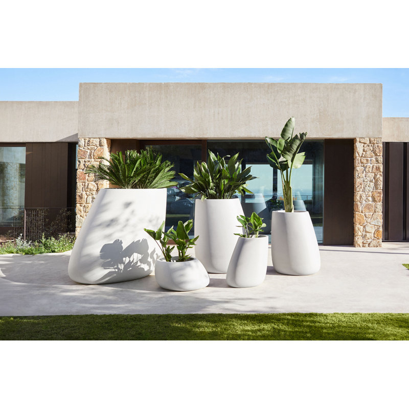 Stone Resin Pot Planter, 15.75" H x 31.5" W x 25.5" D1, White