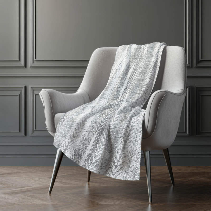 Jeté à rayures Addison Sherpa ASB694, Argent argent