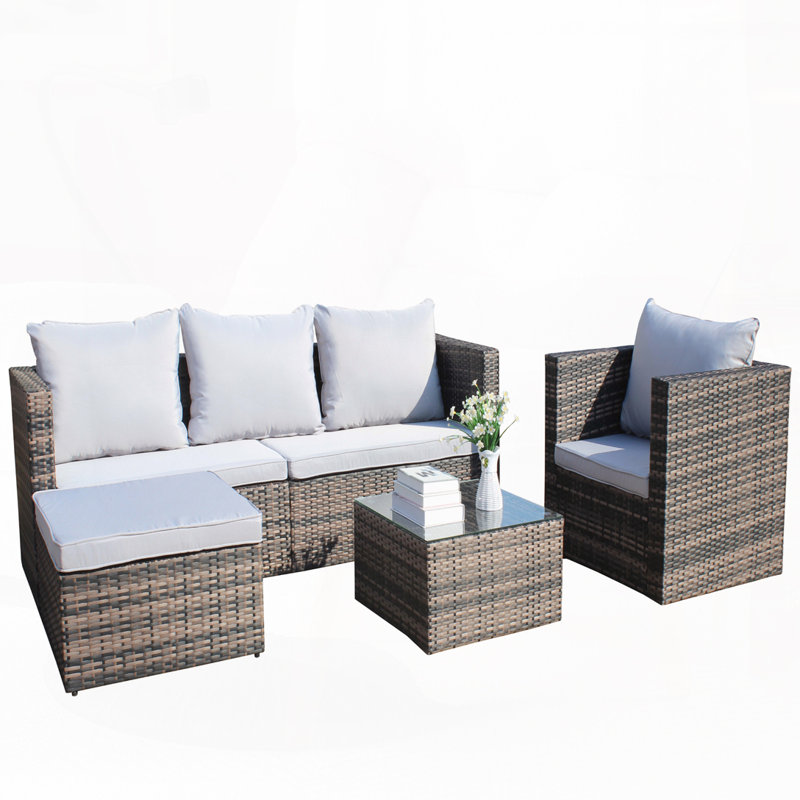 Ensemble de canapés rembourrés en rotin PE 4 pièces Patio Furniture