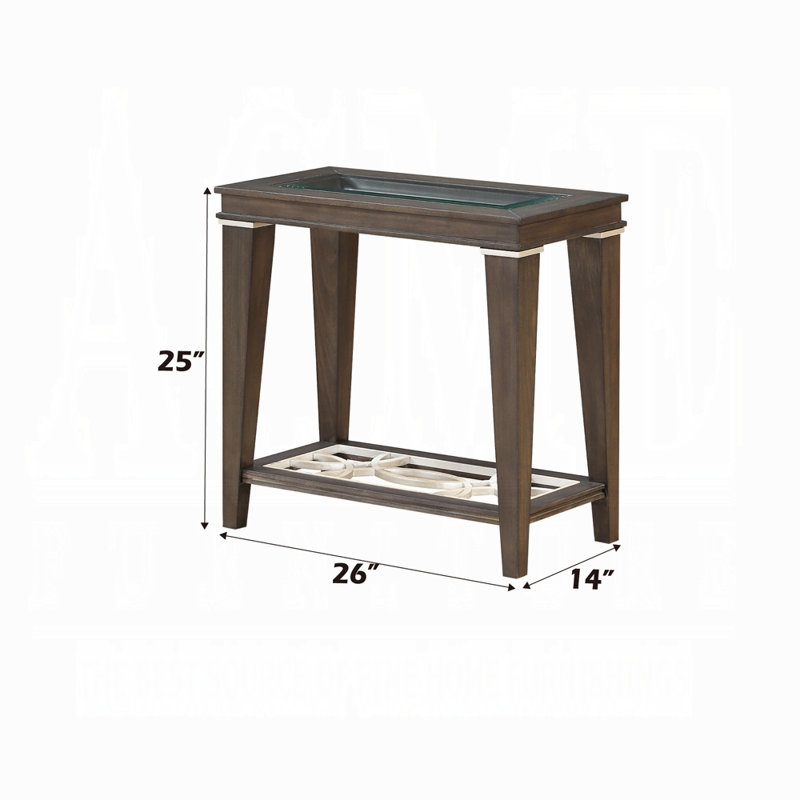 ACME Peregrine Accent Table, Walnut & Glass