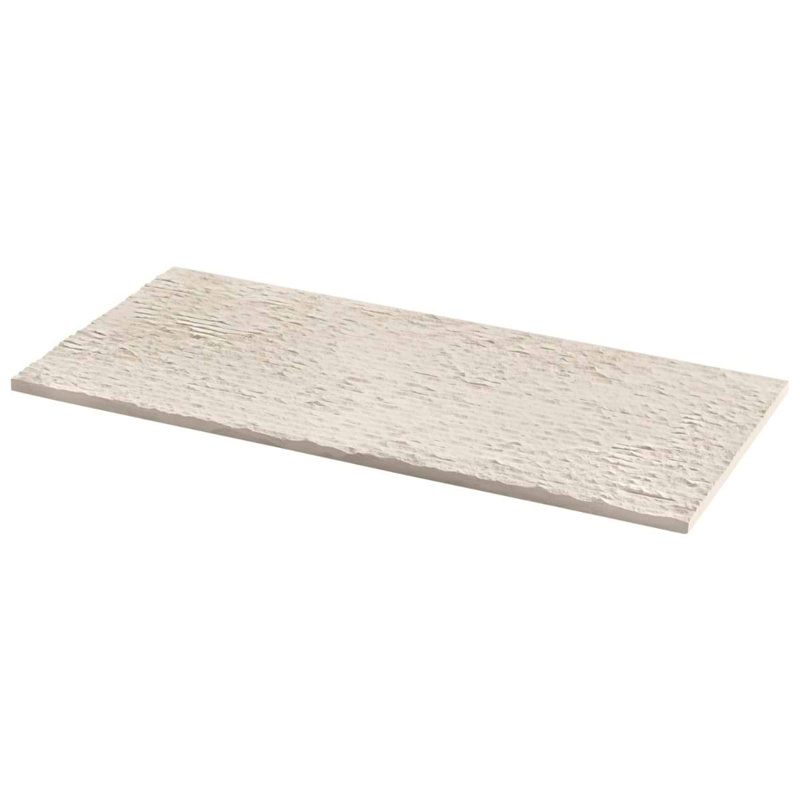 Rakestone 12x24 3D Honed Limestone Stone Tile, Bianco Ice White, Marble, Split Textured