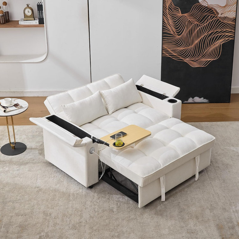 2 Seater Fabric Sectional, Beige Fabric