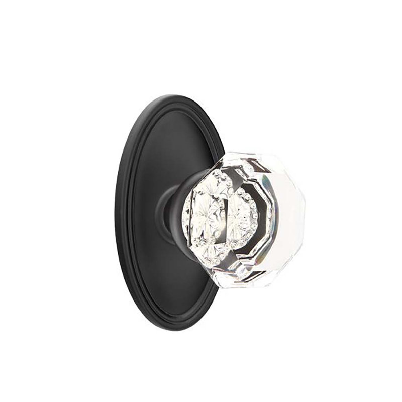 Ensemble de boutons de passage Emtek avec bouton ovale Roestte et Old Town, Dos plat