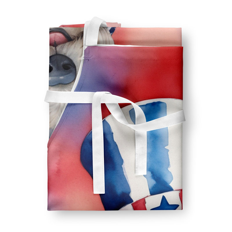 Patriotic American Apron, White Fox Terrier