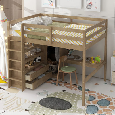 Khansaa Loft Bed with Built-in Desk and Storage by Harriet Bee