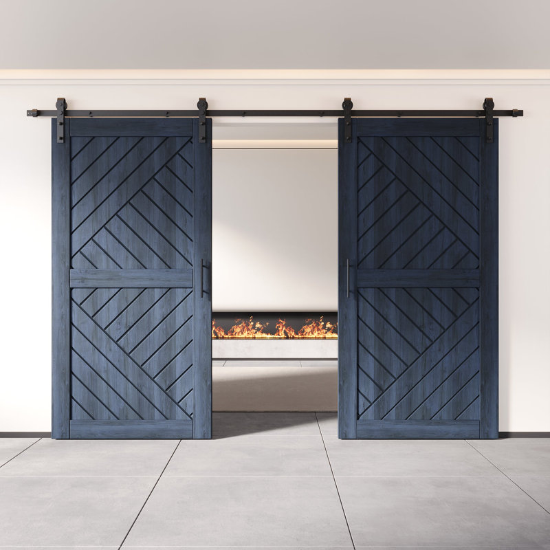 Portes de grange à conception géométrique non assemblée et non assemblée de 50 po x 80 po Homacer Marine, 50" x 80"