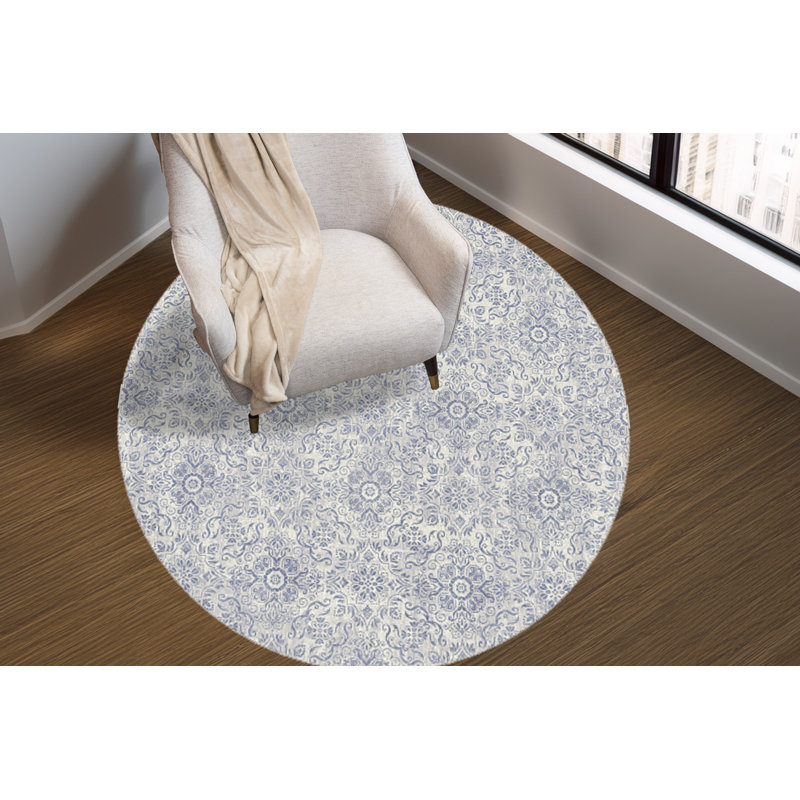 Tapis oriental argenté / gris Attell, Rond 5 pi 3 po