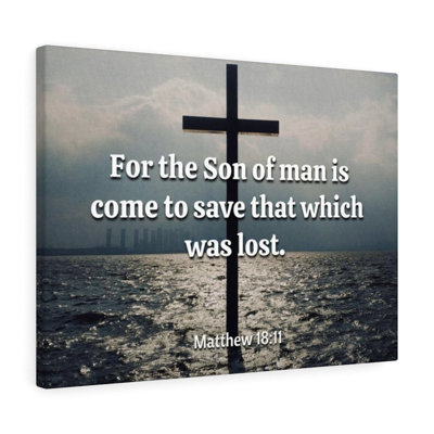 Christ Saves Matthew 18:11 - Wrapped Canvas Print