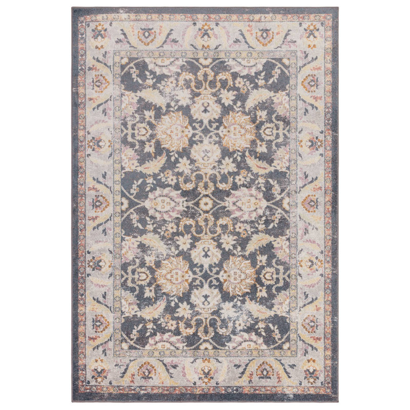 Hupper Farah Machine Woven Grey Area Rug, Rectangle 66 x 240 cm