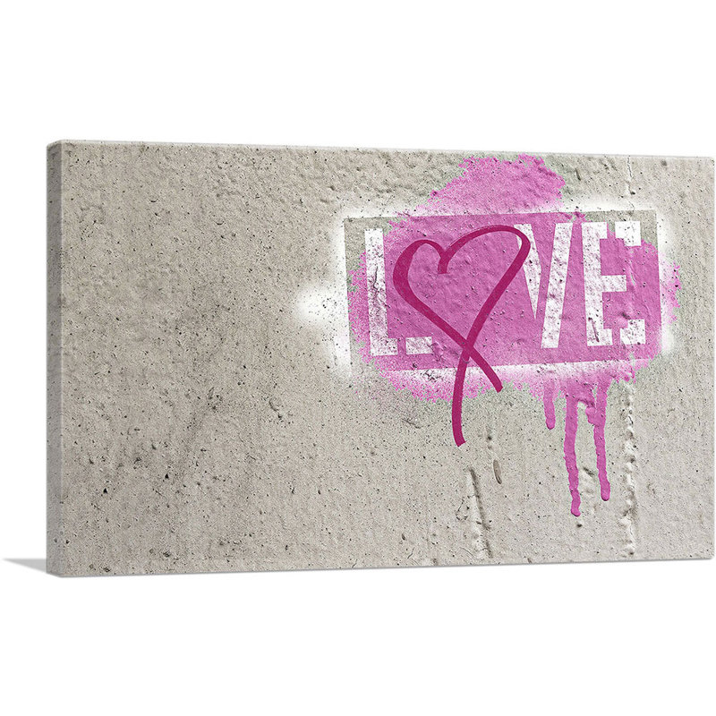 «Pink Graffiti Love», impression sur toile tendue, H 12 po x l 18 po x P 0,75 po
