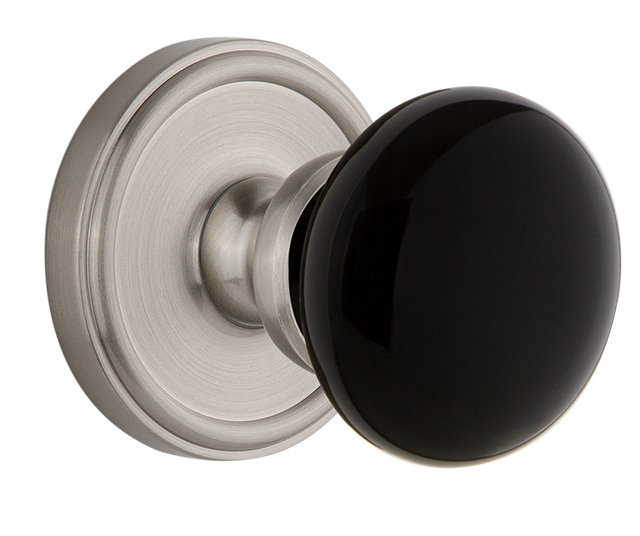 Bouton d'intimité avec rosette Grandeur Georgetown, 2-3/4", Nickel satiné