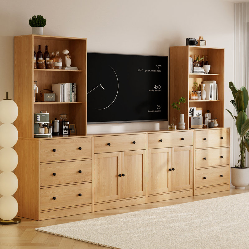 Meuble audio-vidéo en bois manufacturé Centerport, Naturel