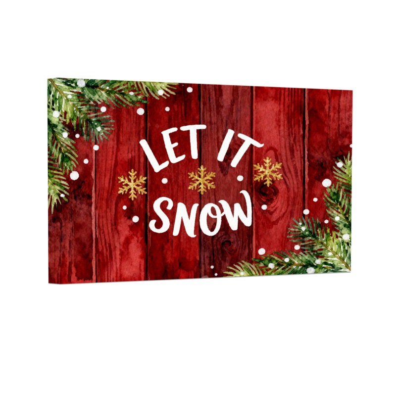 Christmas Let It Snow Holiday Pattern Print, 16" H x 24" W