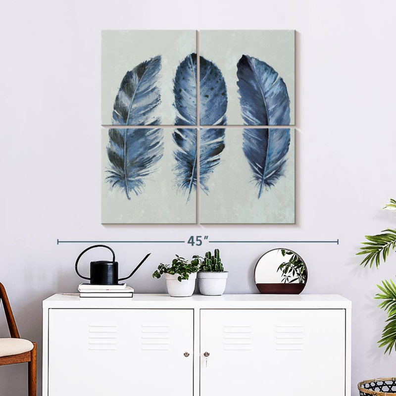 Kerner Indigo Blue Feathers II, 32" H x 32" W