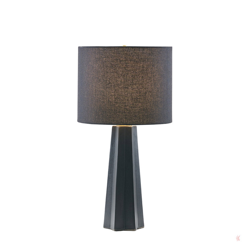 Athena Matte Black Geometric Ceramic Table Lamp with Drum Shade