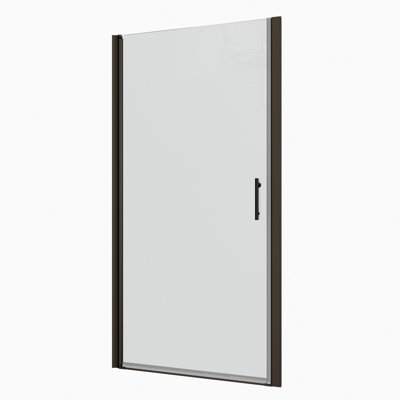 Universal Pivot Shower Door - Matted Black 3072 1/4" Tempered Glass Wall Channel #304 Stainless Steel Handle Smooth Leakage 36000 Open/Close Cycles 30-31 3/8" Adjustable Width Matte With Pivot.