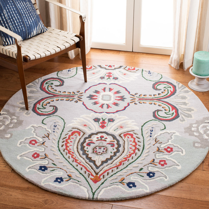 Haryson Hand Tufted Wool Ikat Rug, Round 5'