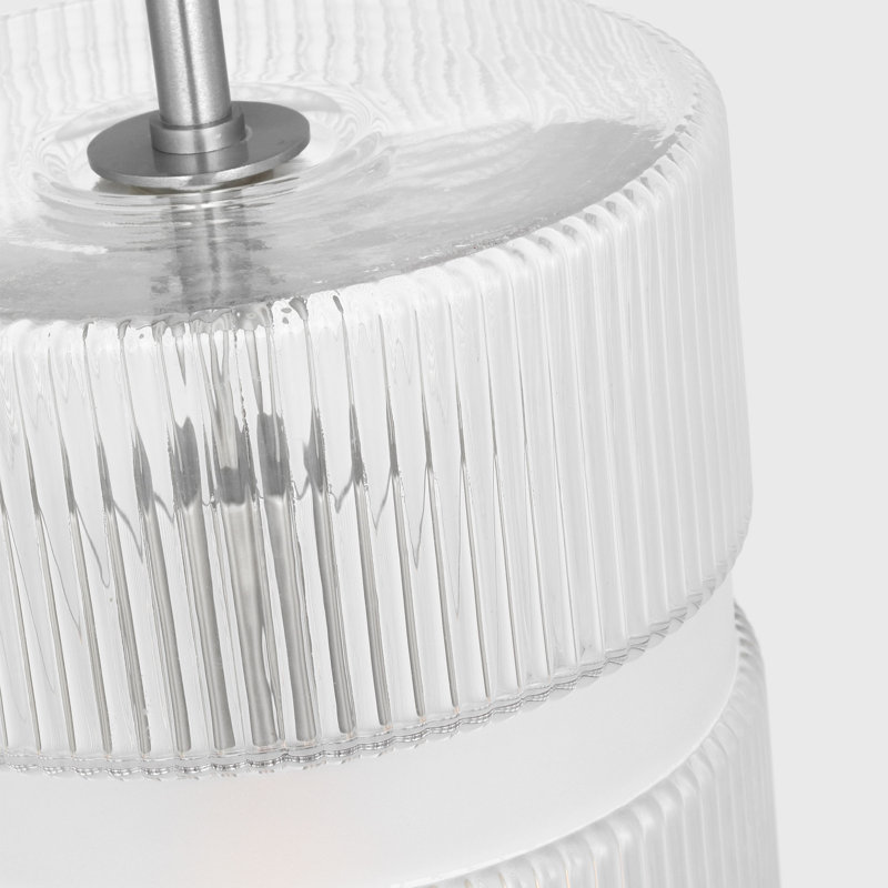 Liouet 1 Light Kitchen Pendant With Clear Ribbed Shade, Brushed Nickel