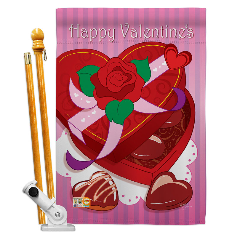 Double Sided 40'' H x 28'' W Polyester Valentine's Day Flag Set