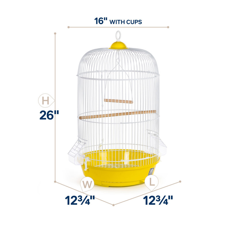 Cage à oiseaux suspendue avec dôme en plastique 24 po Ciani, Jaune