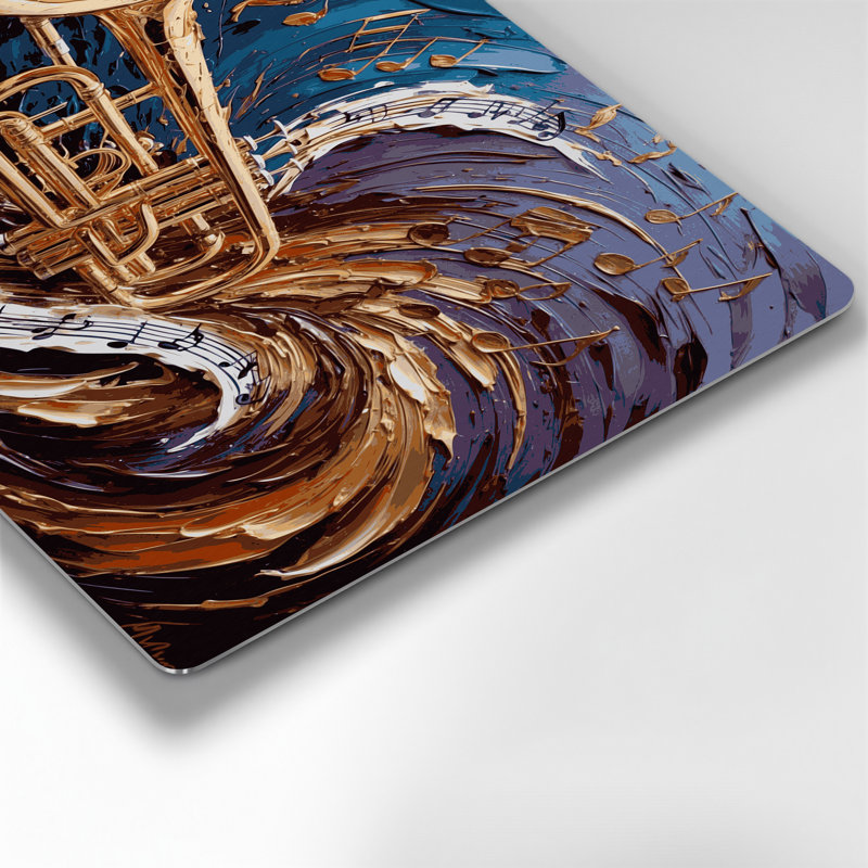 Art mural en métal noir Music Trombone, H 11 po x l 14 po