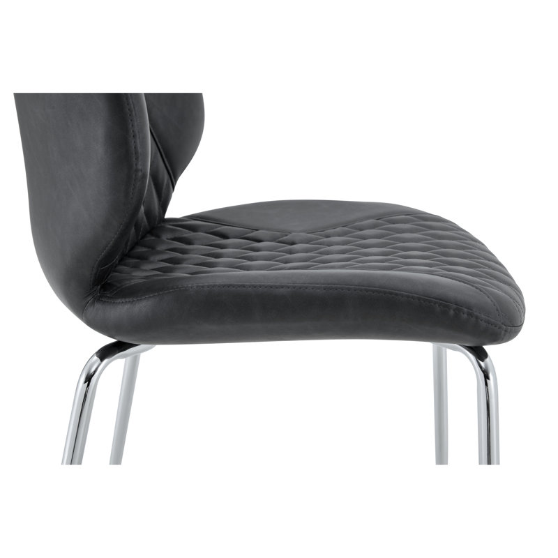 Chaises de salle à manger de qualité supérieure gris foncé avec dossier haut en cuir ciré à l'huile, ensemble de 4