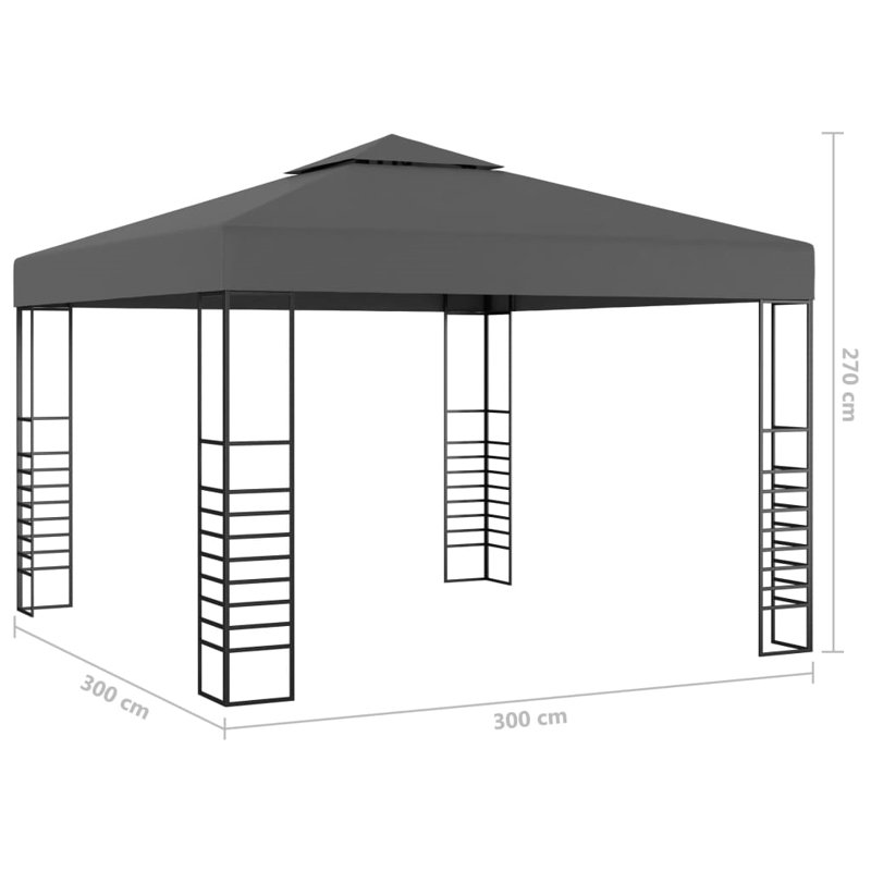 Haygashen 3m x 3m Steel Patio Gazebo, Anthracite