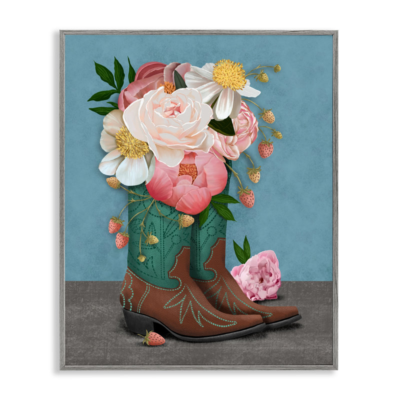 Bottes et pivoines occidentales, estampe numérique, conception de Jilly Jack Designs, H 20 po x l 16 po