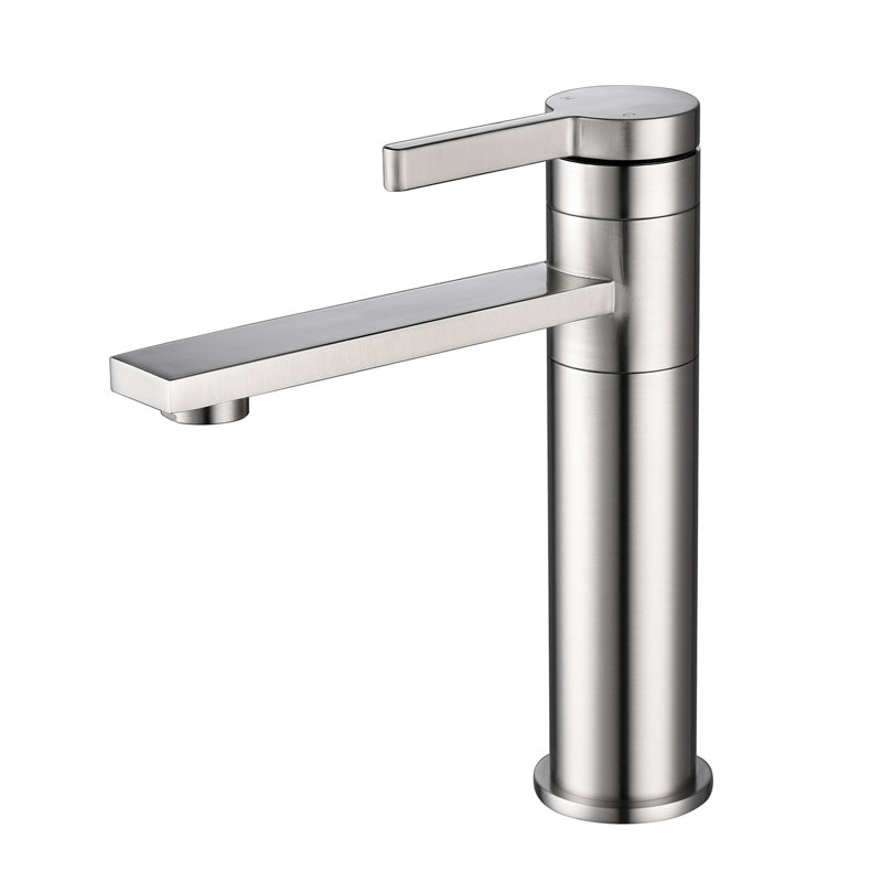 Basin Faucet In Brushed Nickel - Single Handle Design, Stainless Steel, Reduced Cleaning Effort, Stylish Look Tap For Bathroom Handle, Smooth Texture, Appeal