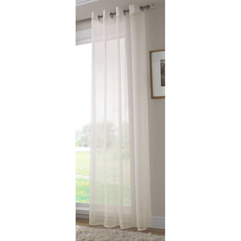 Jamie Eyelet Sheer Voile Curtain Panel, 144cm Width x 228cm Drop, Ivory