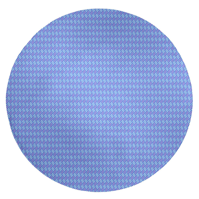 Tapis bleu à rayures losanges, Rond 5 pi