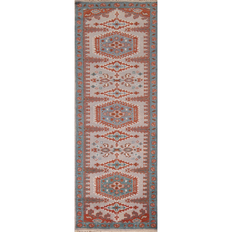 Tapis de couloir géométrique en laine 3x8