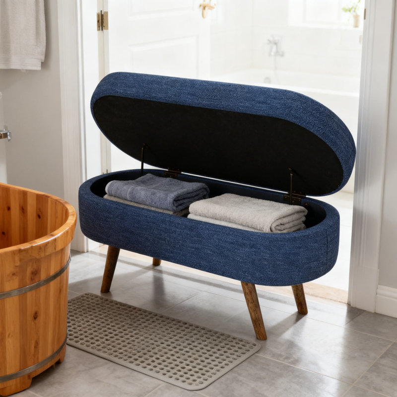 Banc de rangement rembourré avec pieds en bois Nicbex