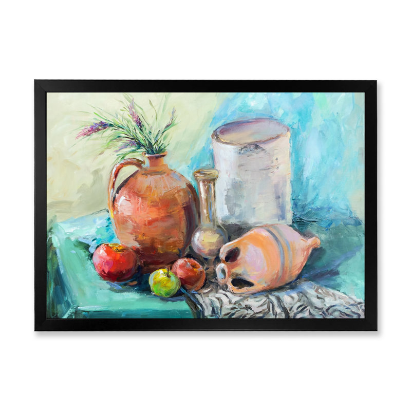 «Fruit Table Impressionism II - Farmhouse», art mural sur toile, Cadre photo noir, H 8 po x l 12 po x P 1 po