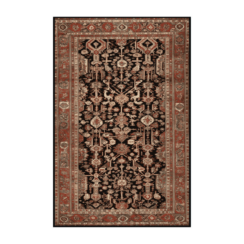 Machine Washable Persian Brown Area Rug, Rectangle 3' x 5'