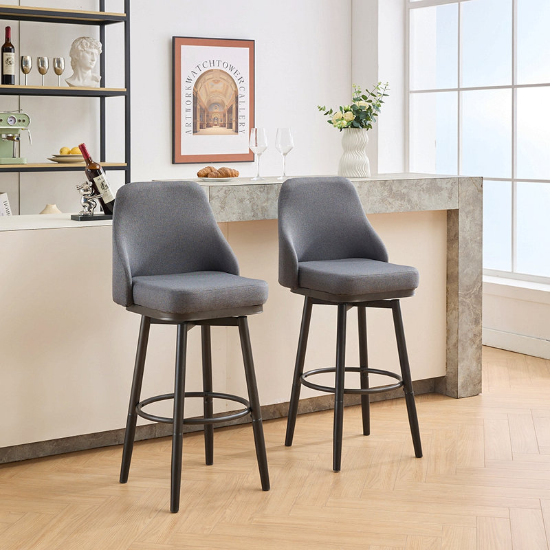 Tabouret de bar et de toupie pivotant 2 pièces, réglable 24 po et 30 po, Gris