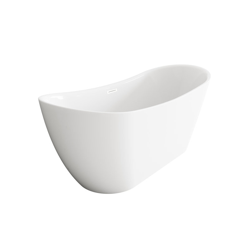 Baignoire de 67 pouces en blanc brillant avec garniture, Blanc poli