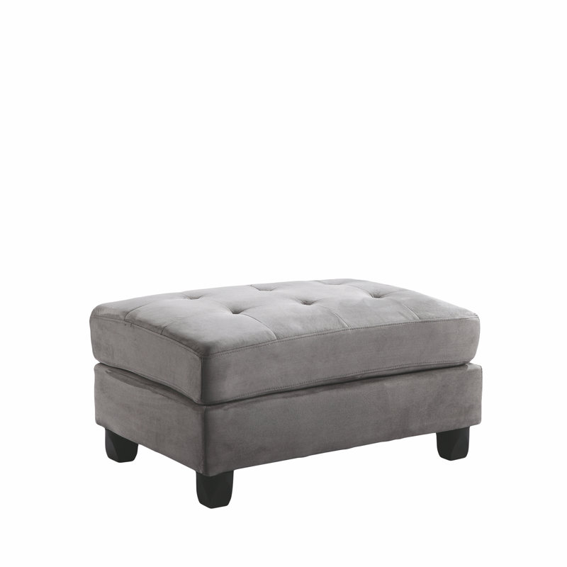Liskeard Bella Tufted Rectangle Standard Ottoman, Gray Microsuede