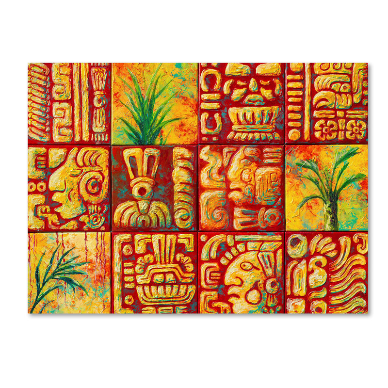 Carreaux mayas - reproduction sur toile, H 14 po x l 19 po x P 2 po