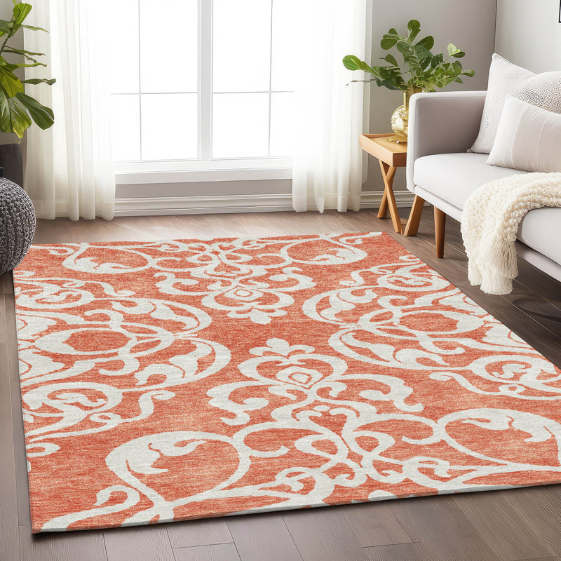 Premium Machine Washable Prisco Coral Rug, Rectangle 5' x 7'6"