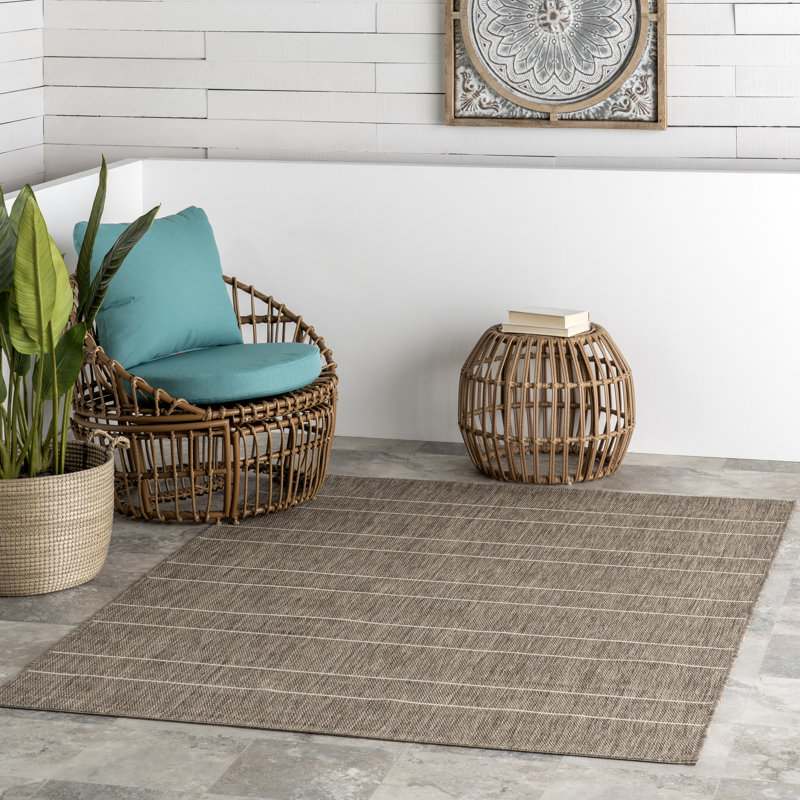  Tapis rayé intérieur / extérieur Alaina, Rectangle 6 pi x 9 pi