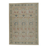 Hand-Knotted High-Quality Beige, Blue, and Pink Area Rug