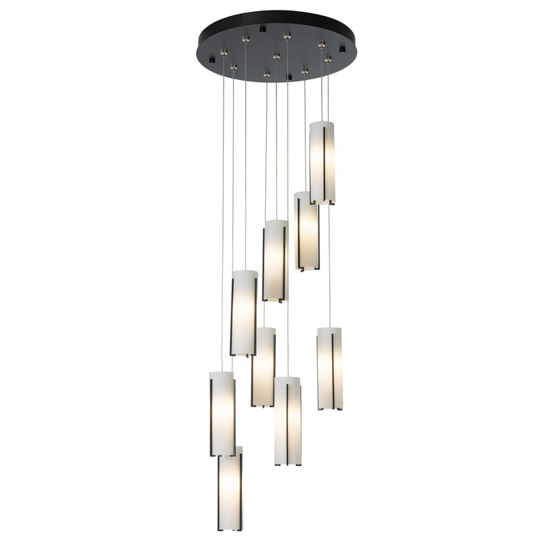 Exos 9 - Light Cylinder Pendant, Black, 13" - 130", Opal