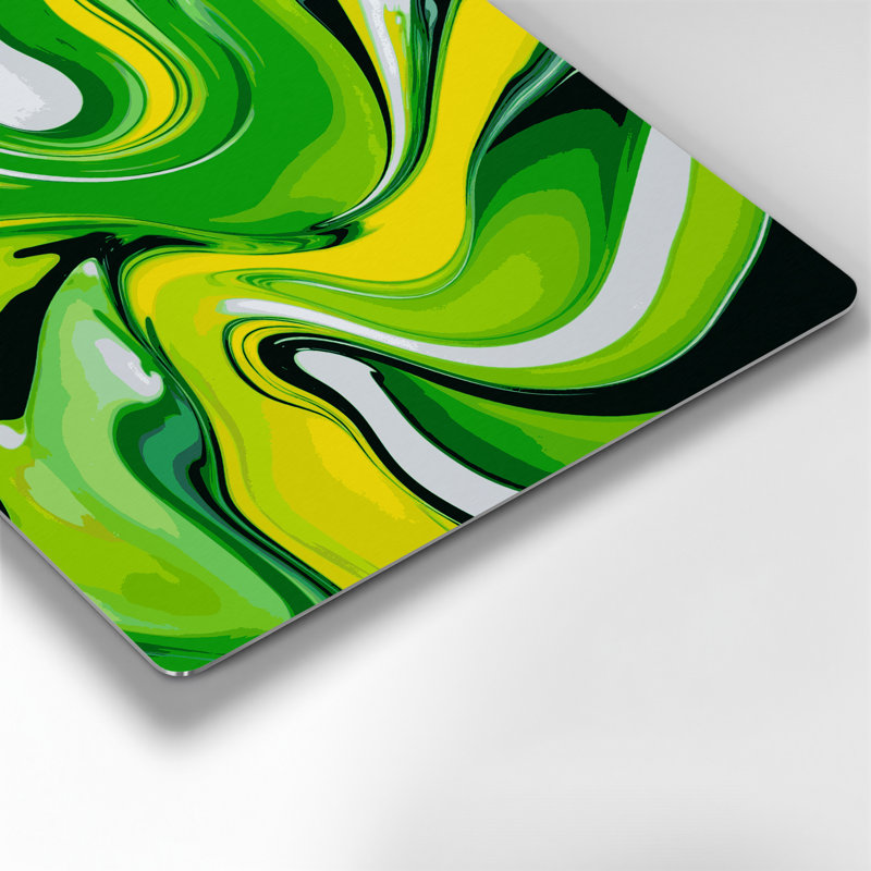 Abstrait art fluide en métal vert 52, H 12 po x l 12 po