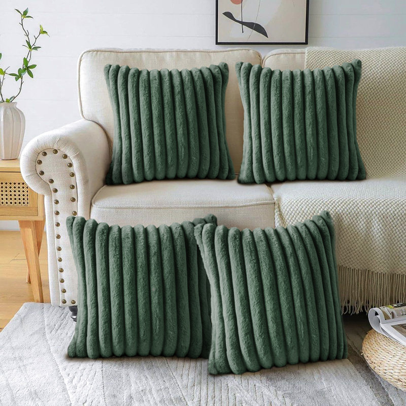 Deconov Cotton Square Throw Cushion, Green